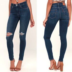 LEVI'S 721 High Rise Skinny Jeans Premium Denim Stretch Distressed Ripped 26 Wmn